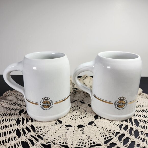 Warsteiner German Beer Stein Mug 0.5L White Ceramic Lot of 2 Vintage - Picture 9 of 12